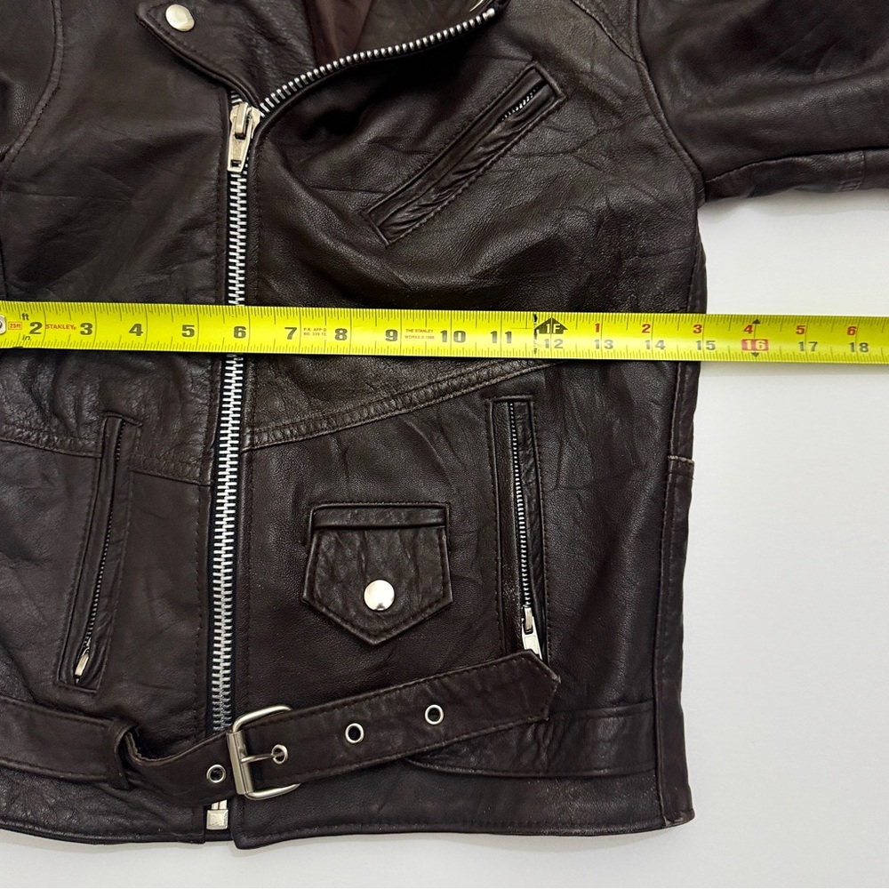 VTG Pele Che Coco Reworked Suede Moto Jacket XS Brown - Picture 5 of 8
